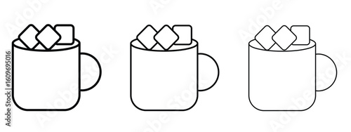 Marshmallows Mug icon linear style sign for mobile concept and web design.