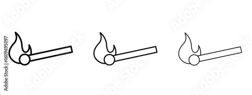 Match fire icon linear style sign for mobile concept and web design.