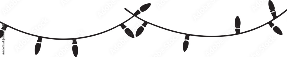 Christmas Decorative element Christmas string lights icon in silhouette on white background
