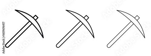 Pickaxe icon linear style sign for mobile concept and web design.