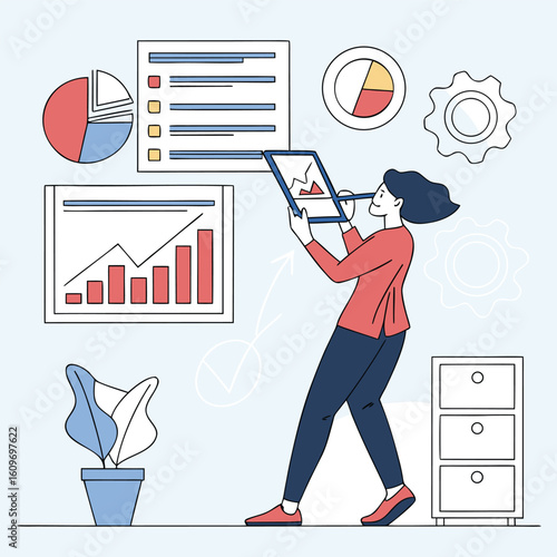 Marketing strategist growth funnel diagram for business development and customer journey visualization
