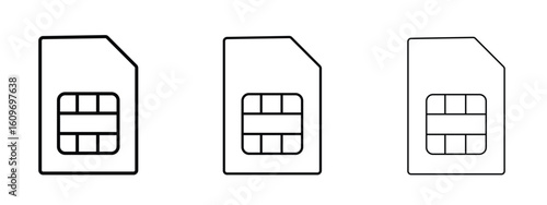 Sim card icon linear style sign for mobile concept and web design.