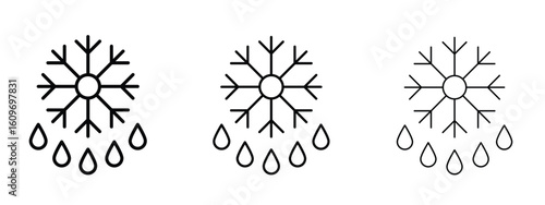 Snowflake droplets icon linear style sign for mobile concept and web design.