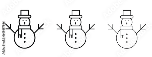 Snowman icon linear style sign for mobile concept and web design.