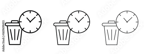 Time waste icon linear style sign for mobile concept and web design.