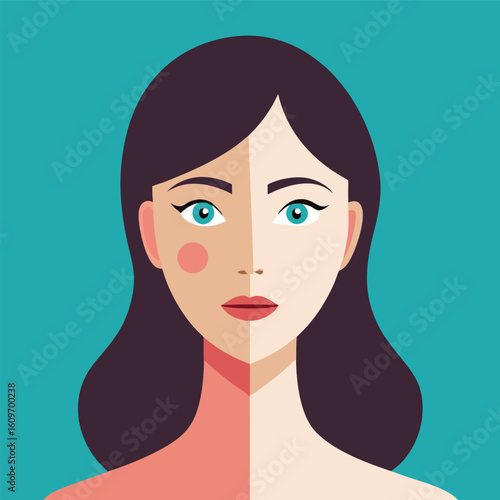 Before and After Illustration of Woman s Face Showing Skin Treatment Results