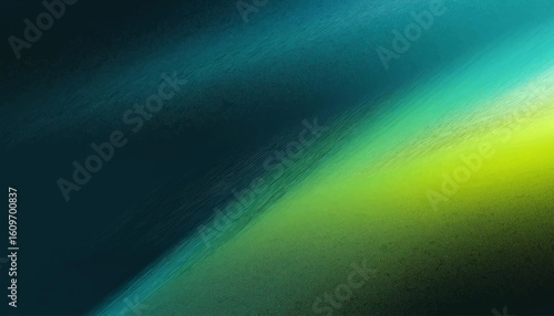 Black dark blue green emerald petrol teal lime yellow white abstract background. Color gradient ombre blend. Line stripe. Bright light flash glow glitter neon metallic. Noise grain mesh
