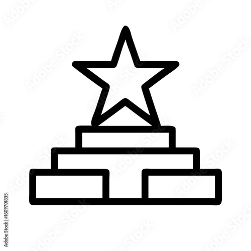 Pictogram Icon of Star on Podium for Achievement and Award Recognition

