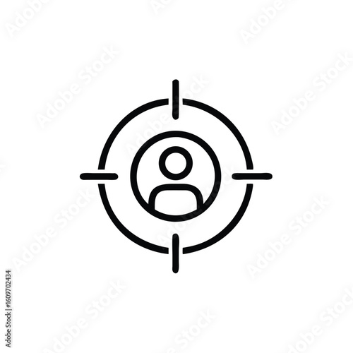 Outline icon person in crosshairs on target audience