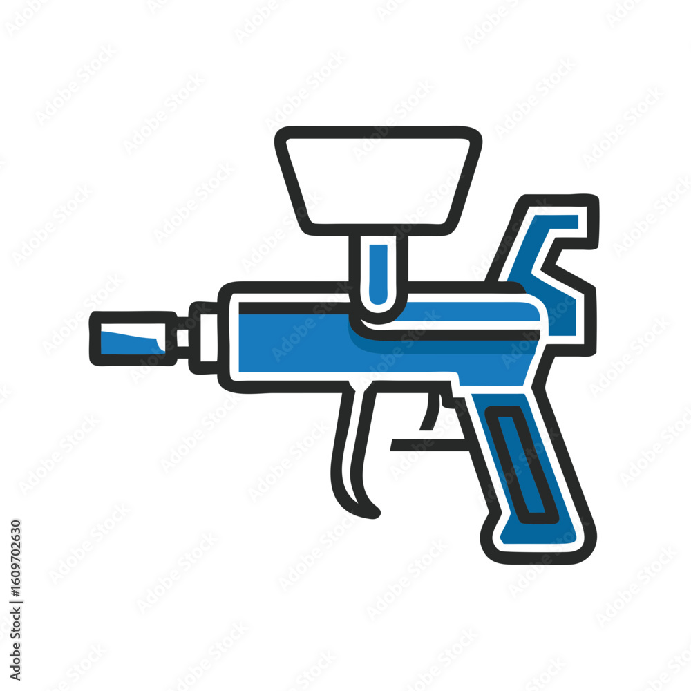 Paint sprayer tool in blue and black outline design Paint sprayer tool in blue and black outline design
