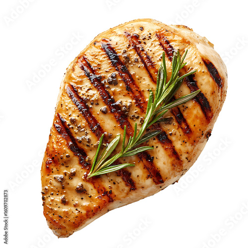 Grilled Chicken Breast with Rosemary Garnish