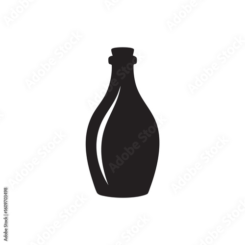 Black bottle with cork stopper icon vector