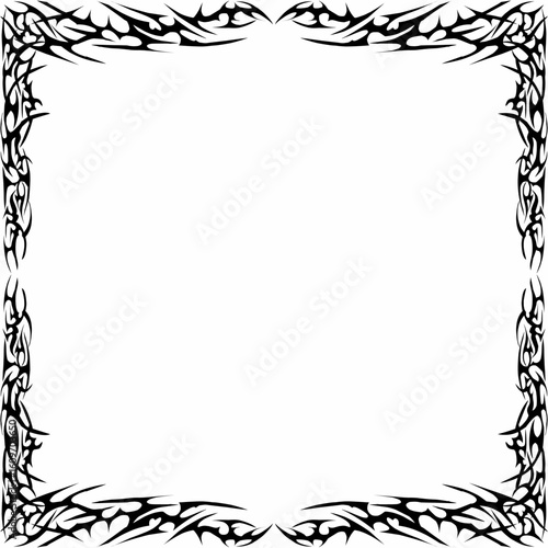 A vector illustration featuring digital sigilism elements framed in a neo-tribal style