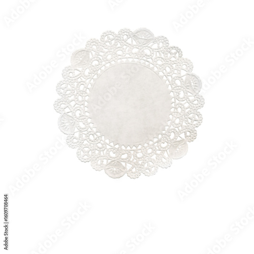 Vintage Lace Paper Doily: Delicate Pattern on White Background
