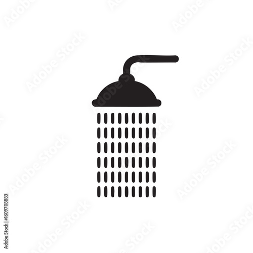 Black shower head with cascading water droplets spray