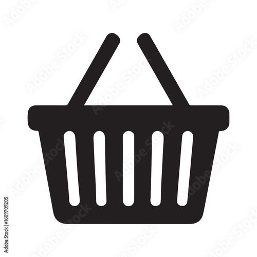 Silhouette of Shopping Basket Icon Isolated for Retail and E-Commerce Use

