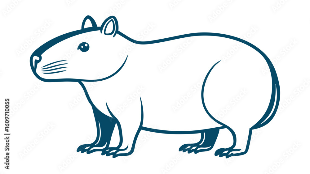 Obraz premium Capybara resting beside water vector illustration