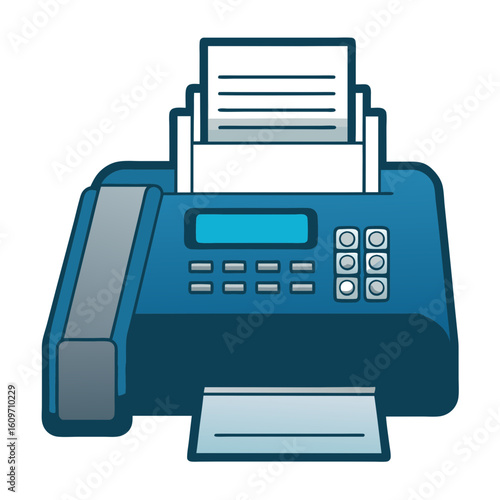 Retro fax machine in use vector illustration