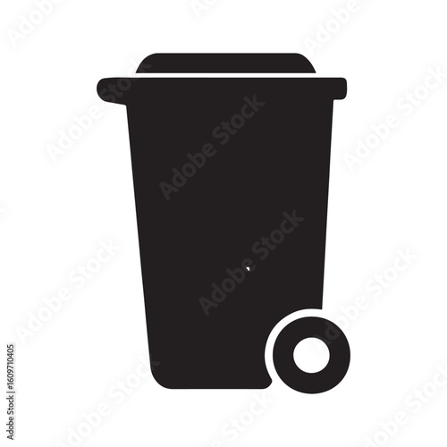 dust Bin Silhouette Icon with Eco Symbol Vector Illustration

