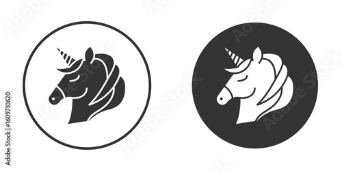 Alicorn icon symbol sign in solid style.