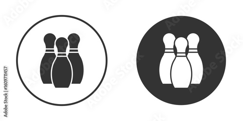 Bowling pins icon symbol sign in solid style.
