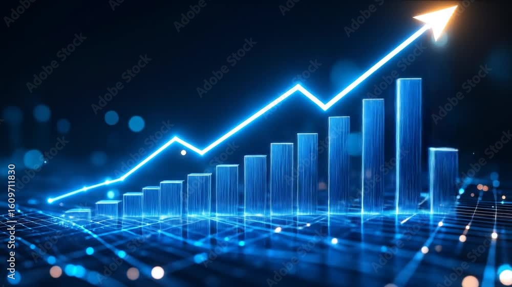 Dynamic Growth Chart Visualization, Futuristic Data Rise Stock ビデオ ...