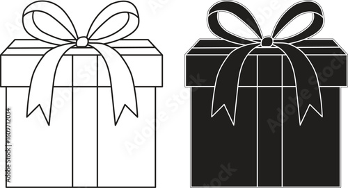  Package Icon – Minimalist Gift Box Vector with Ribbon, Surprise Present Symbol, Wrapped Hamper Illustration for Branding, Marketing, Festive Packaging and Promotions