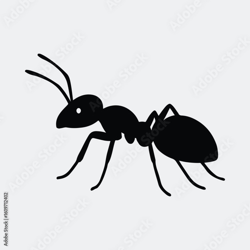 Silhouette ant insect walking side view vector illustration