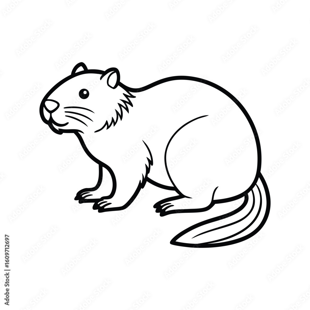 Obraz premium A beaver line art vector illustration on white background