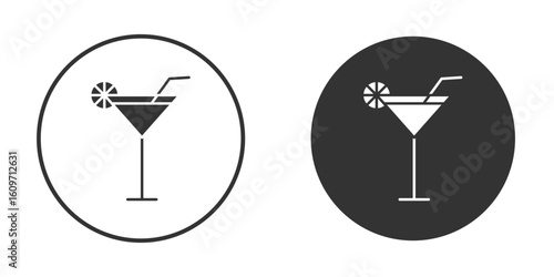 Citrus Martini glass icon symbol sign in solid style.