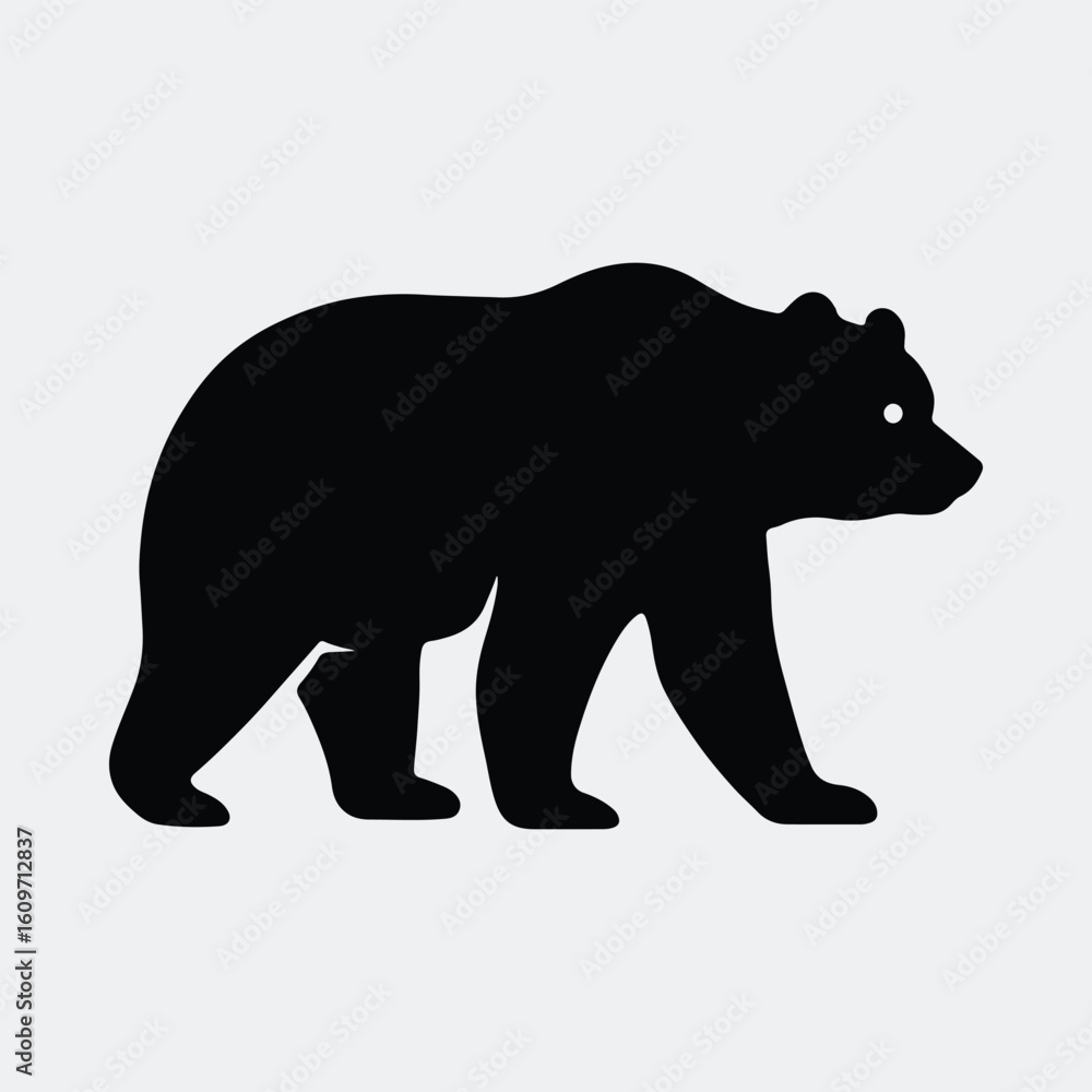 Fototapeta premium Silhouette bear walking simple black wild animal vector illustration