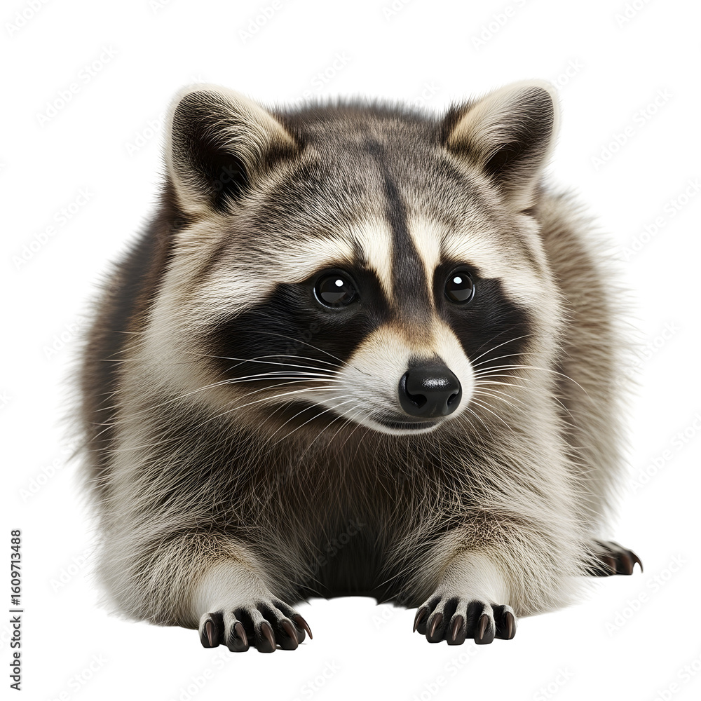 Obraz premium Raccoon portrait isolated on black background