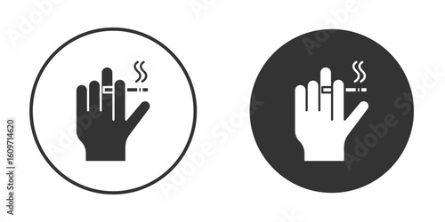 Hand holding cigarette icon symbol sign in solid style.