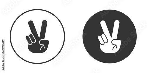 Hand peace icon symbol sign in solid style.