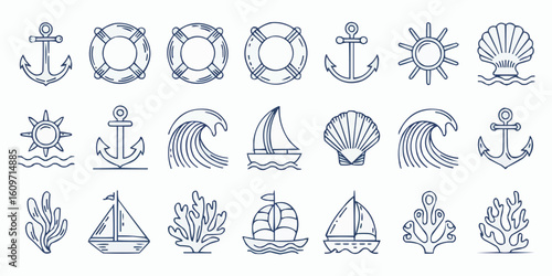Nautical and Maritime Vector Pack with Sea Elements and Themed Design