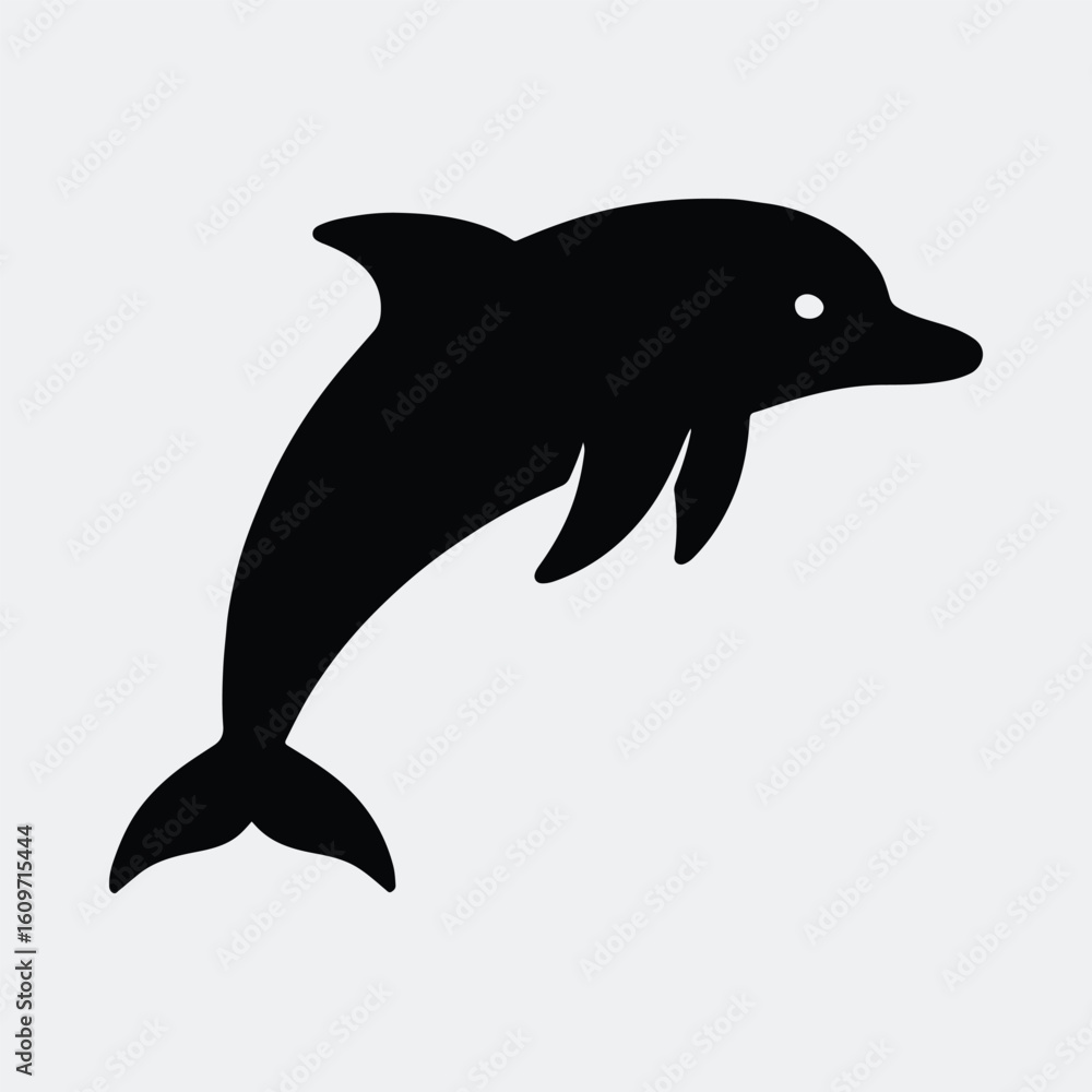 Fototapeta premium Silhouette dolphin jumping aquatic mammal sea life vector illustration