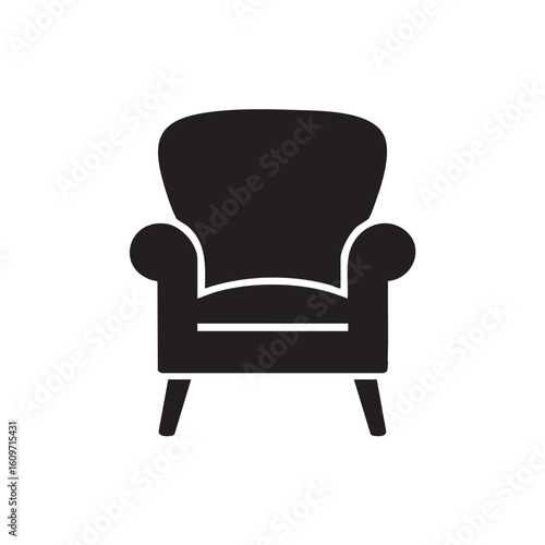 Comfortable armchair silhouette isolated on white background furniture interior
