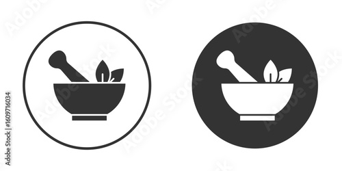 Mortar pestle icon symbol sign in solid style.
