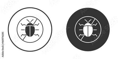 No Bug icon symbol sign in solid style.