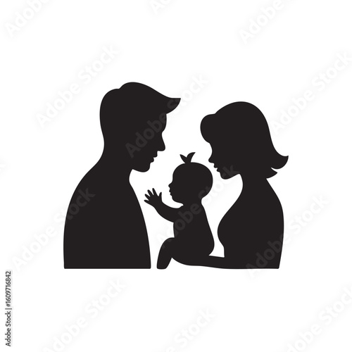 Family bonding with infant parents baby