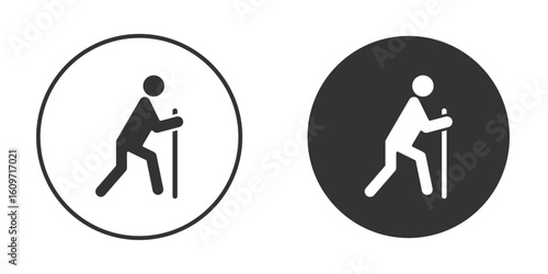 Person walking with cane icon symbol sign in solid style.