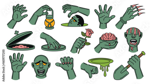 Zombie Hands A Collection of Grotesque Illustrations for Halloween Horror and Graphic Design Projects