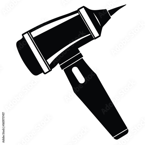 Monochrome Illustration of Medical Tool An Otoscope Used for Examination and Diagnosis of Ear Diseases