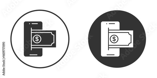 Send money smartphone icon symbol sign in solid style.