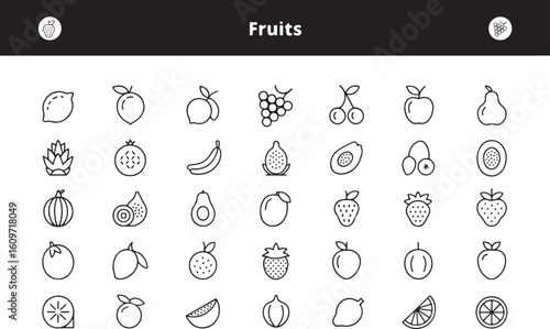Simple and Fresh Fruit Icons for Various Uses