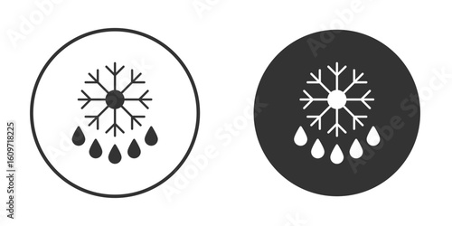 Snowflake droplets icon symbol sign in solid style.