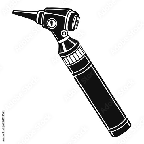 Monochrome Illustration of an Otoscope Medical Instrument for Examining the Ears Used by Doctors and Healthcare Professionals