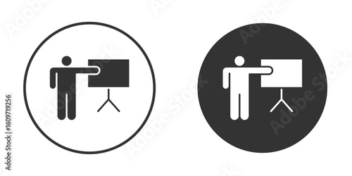 User chalkboard icon symbol sign in solid style.