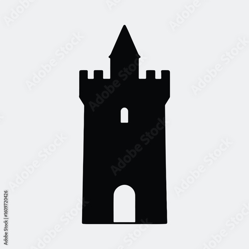Silhouette medieval castle tower vector illustration
