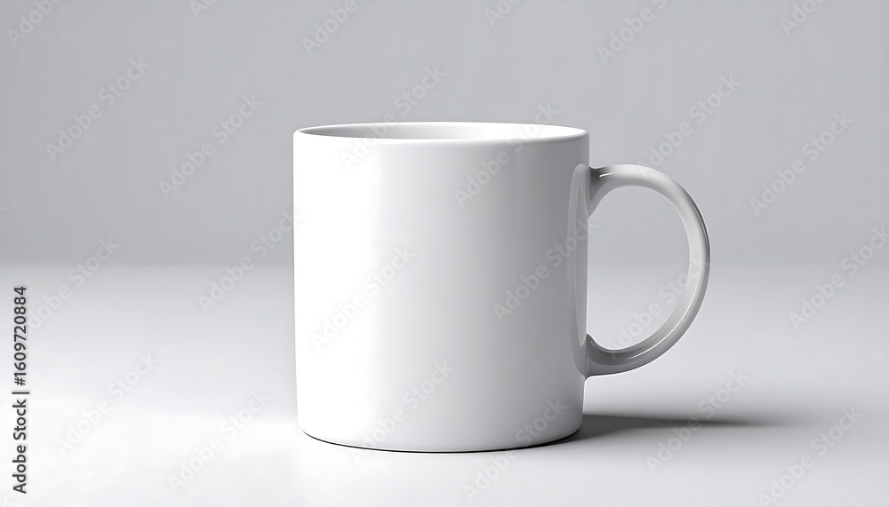 Fototapeta premium Blank white mug on plain background